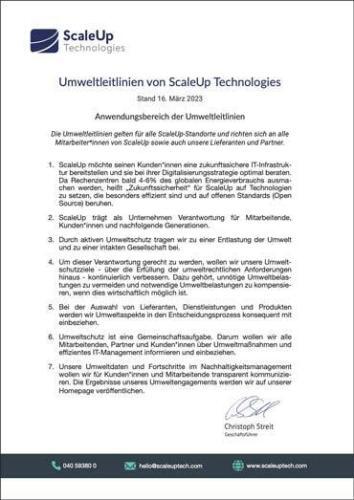 Umweltleitlinie ScaleUp Technologies